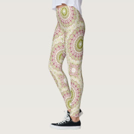Olive and Rose Mandala Pattern Leggings