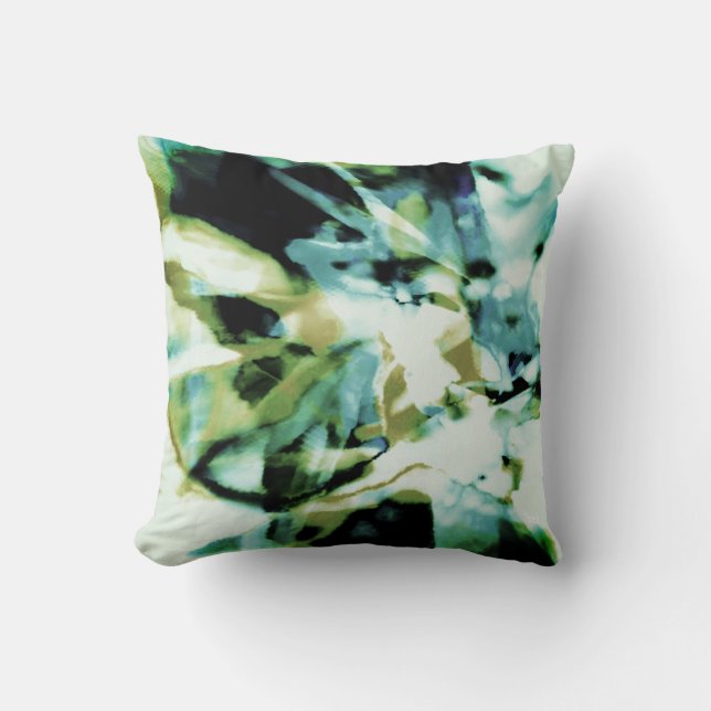 Olive Aquamarin Green Black Floral Medley Design Kissen (Vorderseite)