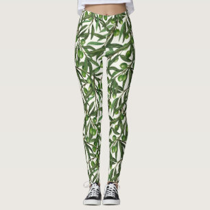 Olive-Äste auf weißer Seite Leggings