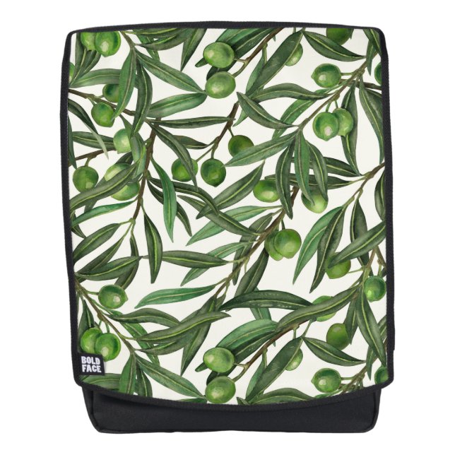 Olive-Äste auf weißer Seite Rucksack (Vorderseite)