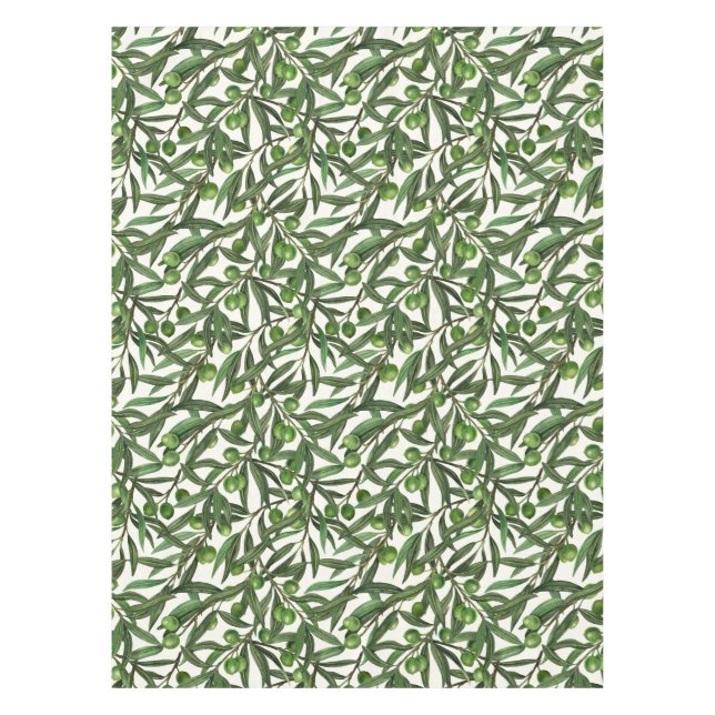 Olive-Äste auf weißer Seite Tischdecke (Vorderseite)