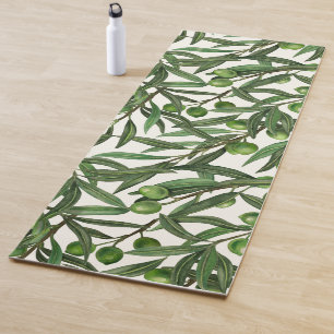 Olive-Äste auf weißer Seite Yogamatte