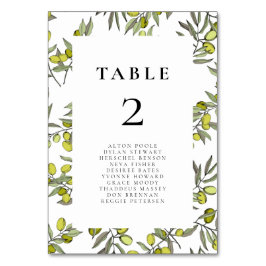 Olive-Äste Muster Hochzeitskarten Tischnummer