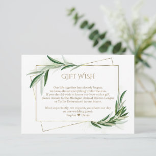 Olive Blätter für Wasserfarben Gold Wedding Gift W Begleitkarte