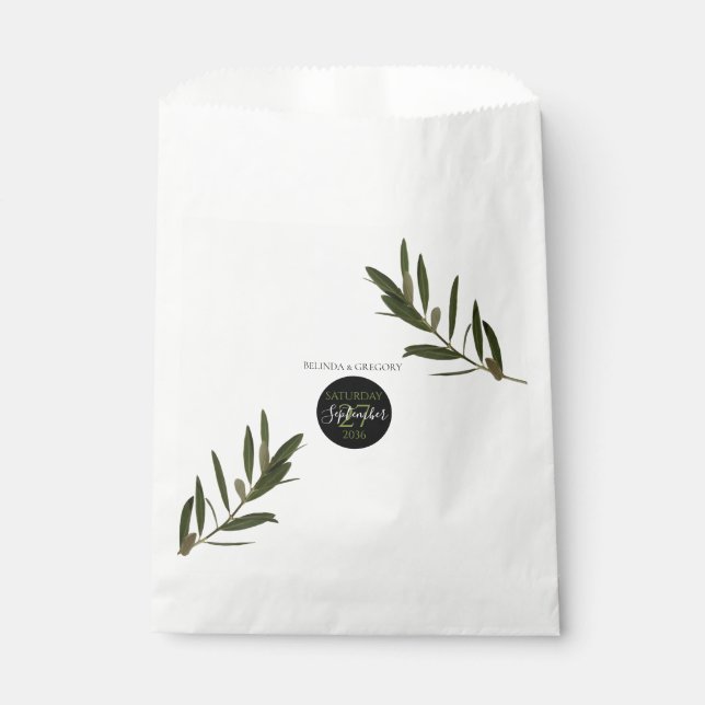 Olive Blätter Grüne Hochzeit Geschenktütchen (Vorderseite)