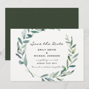 Olive Blätter Save the Date Karte Moderne