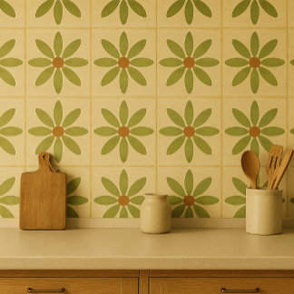 Olive-Bloom-Fliese – Vintage-Blumenmuster Fliese