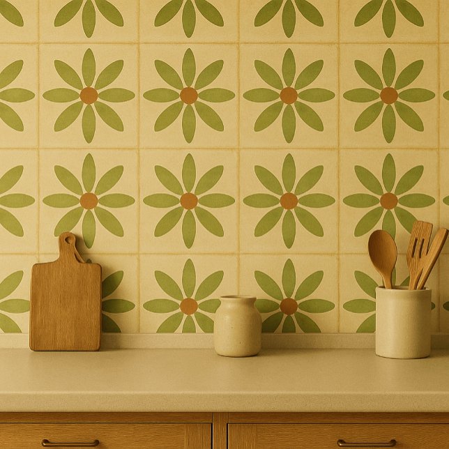 Olive-Bloom-Fliese – Vintage-Blumenmuster Fliese (Von Creator hochgeladen)