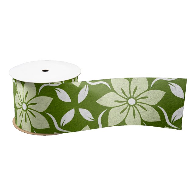 Olive Blossom Repeat Satinband (Spule)