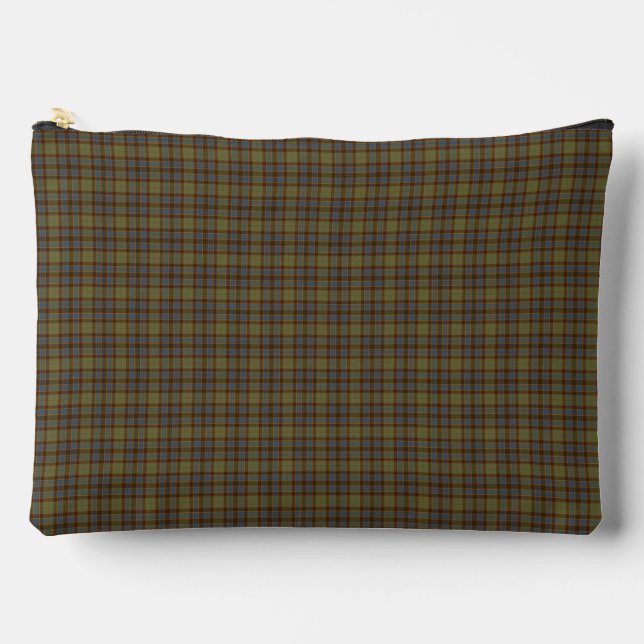 Olive Blue Plaid Tartan Pattern Zubehörtasche (Vorderseite)