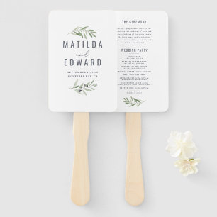 Olive Branch Aquarell bemalt Hochzeitshandfächer Fächer