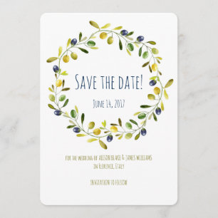 Olive Branch Aquarell Save the Date Karte