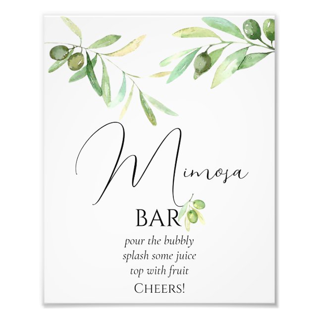 Olive Branch Baby Dusche Mimosa Bar Poster (Vorne)