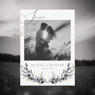Olive Branch Black and White Wedding Save the Date