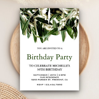 Olive Branch Blätter Botanische Geburtstagsparty Einladung