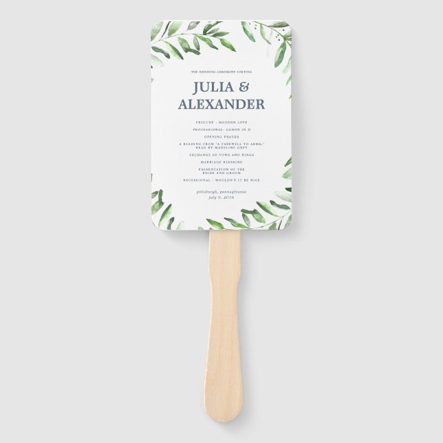 Olive Branch Boho Garden Wedding Program Fan Fächer (Vorderseite)