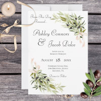 Olive Branch Bouquets Hochzeitseinladung
