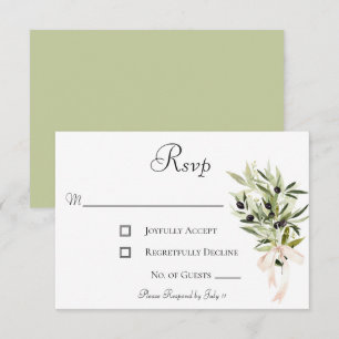 Olive Branch Bouquets Wedding RSVP Karte