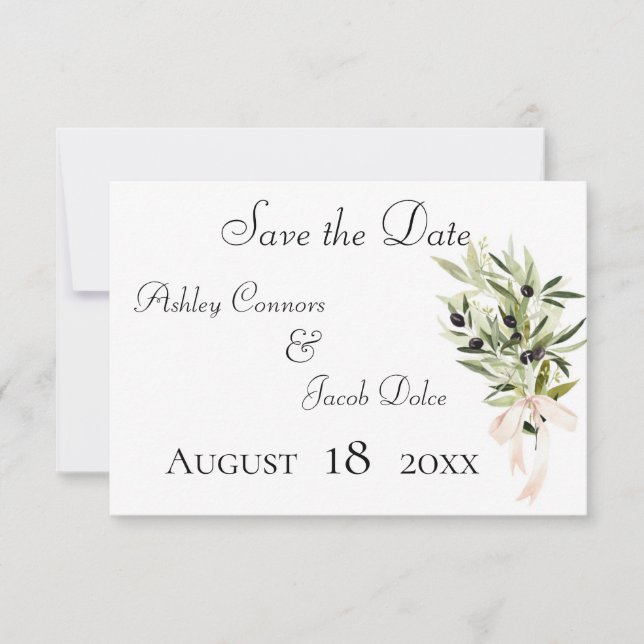 Olive Branch Bouquets Wedding Save The Date (Vorderseite)