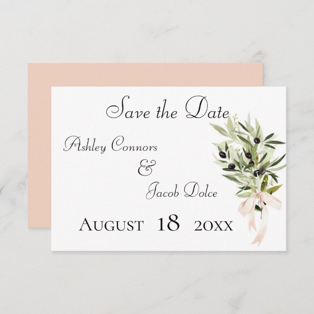 Olive Branch Bouquets Wedding Save The Date (Vorne/Hinten)