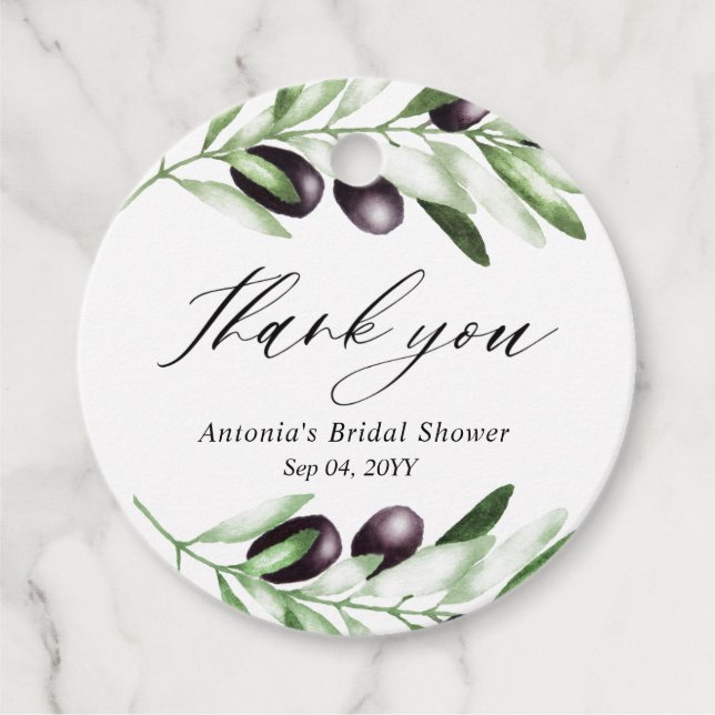 Olive Branch Brautparty Classic Round Sticker Geschenkanhänger (Vorderseite)