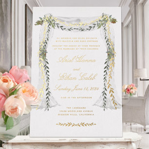 Olive Branch Chuppah Wedding Gold Folieneinladung