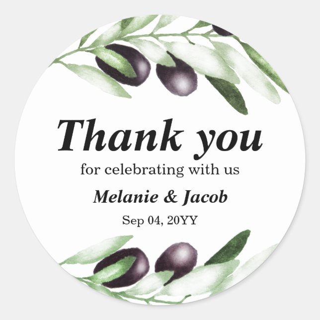 Olive Branch Classic Round Sticker (Vorderseite)