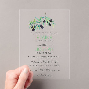 Olive Branch Einladungen zur botanischen Hochzeit