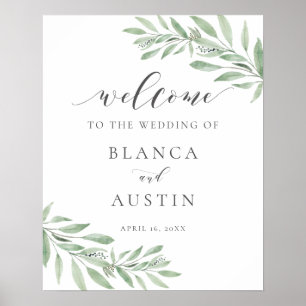 Olive Branch Greenerity Blätter Hochzeit Begrüßung Poster