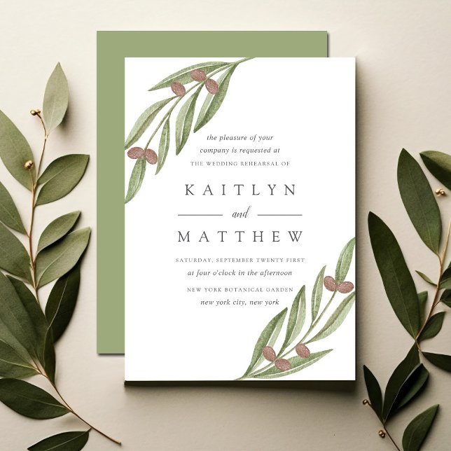 Olive Branch Hochzeit Probe Dinner Einladung (Von Creator hochgeladen)