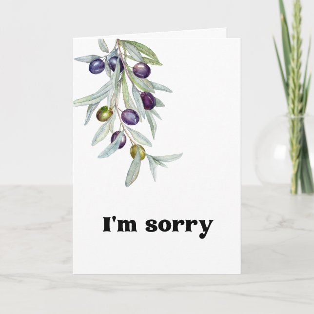 Olive Branch I m Sorry tipped Message Apology Karte (Vorderseite)