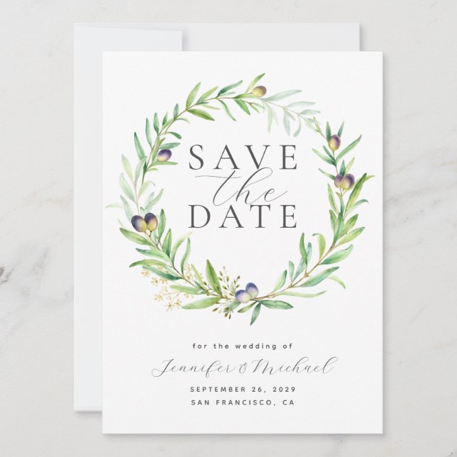 Olive Branch Kreath Save the Date (Vorderseite)