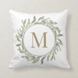 Olive Branch Laurel Wreath Personalisiert Monogram Kissen