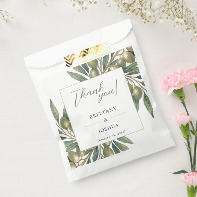 Olive Branch Moderne mediterrane Hochzeit Geschenktütchen (Versiegelt)