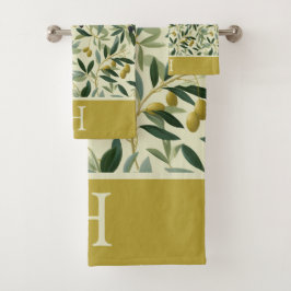 Olive Branch Monogram Initial Badhandtuch Set