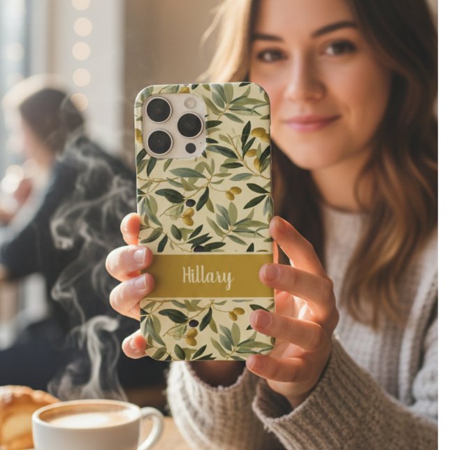 Olive Branch Monogram Name  Case-Mate iPhone Hülle (Von Creator hochgeladen)