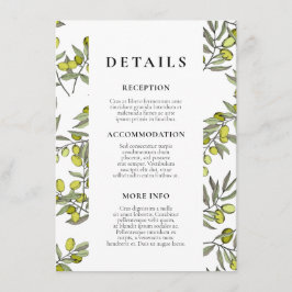 Olive Branch Muster Hochzeitsgast-Informationen Begleitkarte