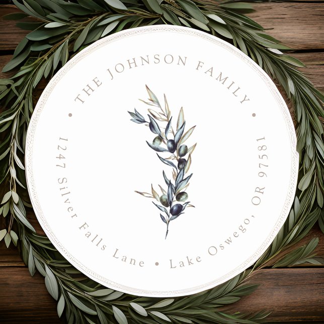Olive Branch Rücksendeadresse Runder Aufkleber (Von Creator hochgeladen)