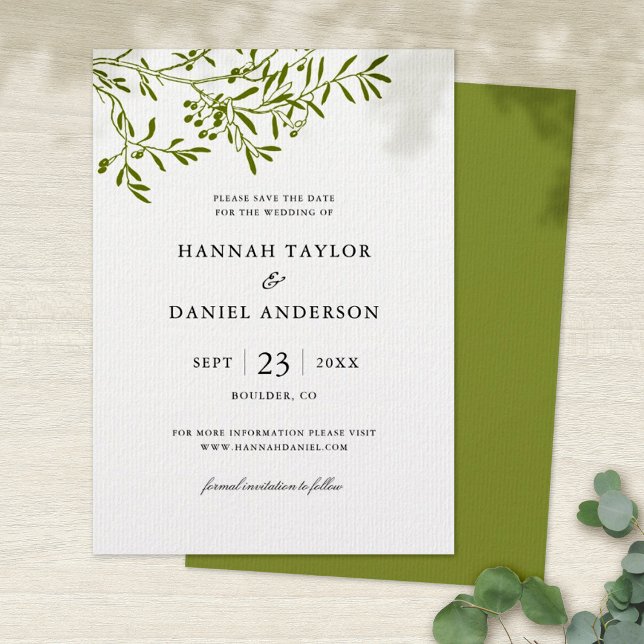 Olive Branch Save the Date Karte (Von Creator hochgeladen)