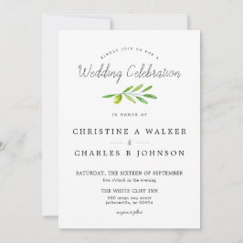 Olive Branch Script Classic Wedding Einladung