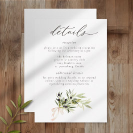 Olive Branch Watercolor Elegant Minimalist Wedding Begleitkarte