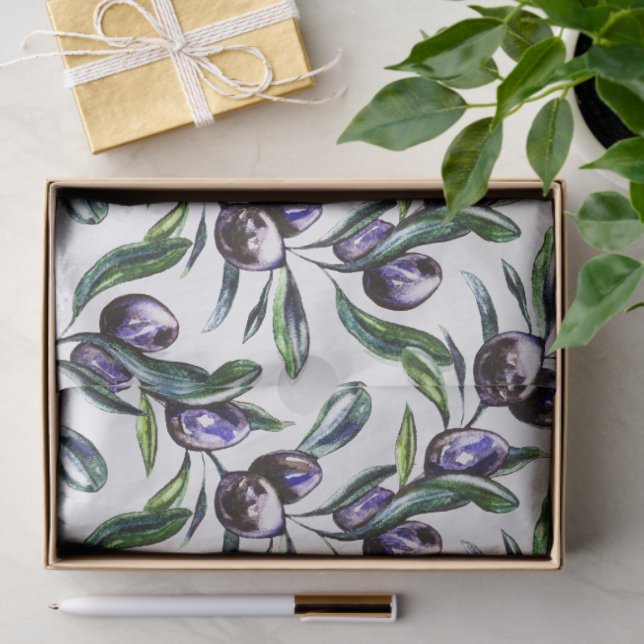 Olive Branch Watercolor Pattern  Seidenpapier (Geschenk)