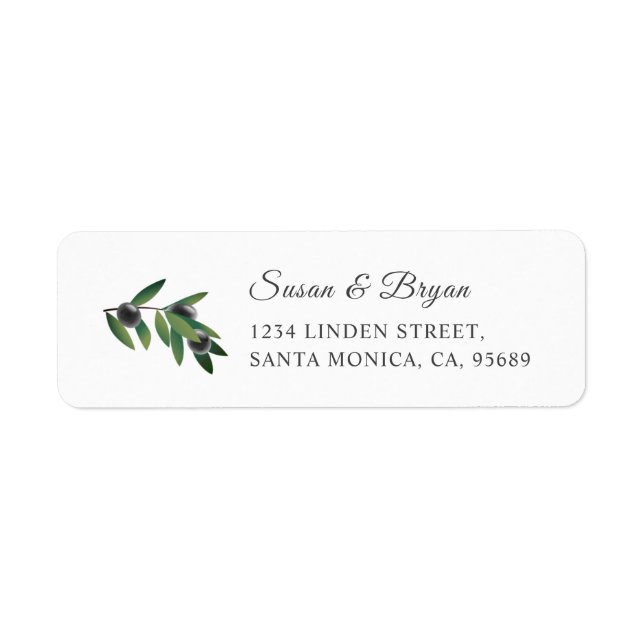 Olive Branch Wedding Address Label (Vorne)