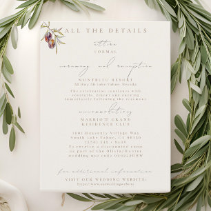 Olive Branch Wedding Details Karten
