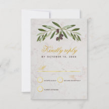 Olive Branch Wedding Elegante Script Imitate Gold
