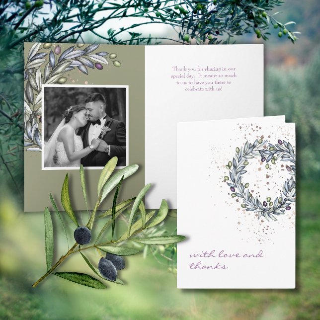 Olive Branch Wedding Folded Liebe & Dankcard Dankeskarte (Von Creator hochgeladen)