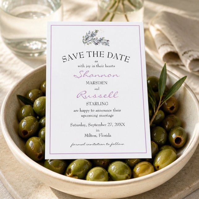 Olive Branch Wedding Save the Date Card Einladung (Von Creator hochgeladen)