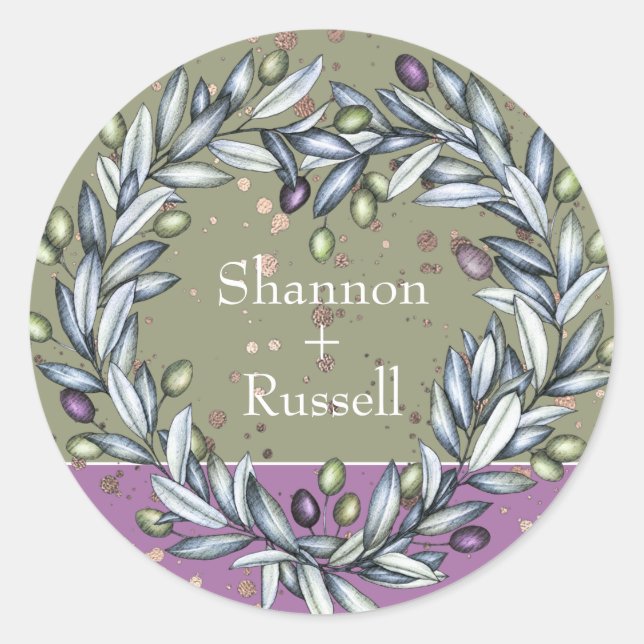 Olive Branch Wedding Sticker (Vorderseite)