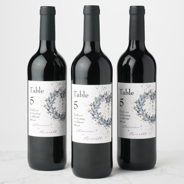 Olive Branch Wedding Tischnummer Wine Labels Weinetikett (Flaschen)