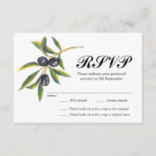Olive Branch Wedding UAWG RSVP Karte